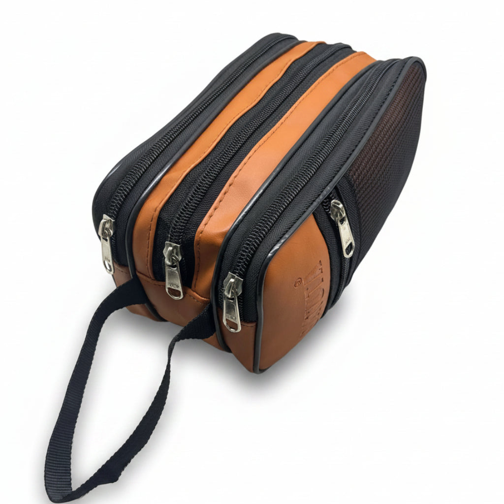 Premium Multi Zip Shaving Pouch for Men | Travel Toiletry Organizer Bag | Waterproof Grooming Kit Storage Pouch