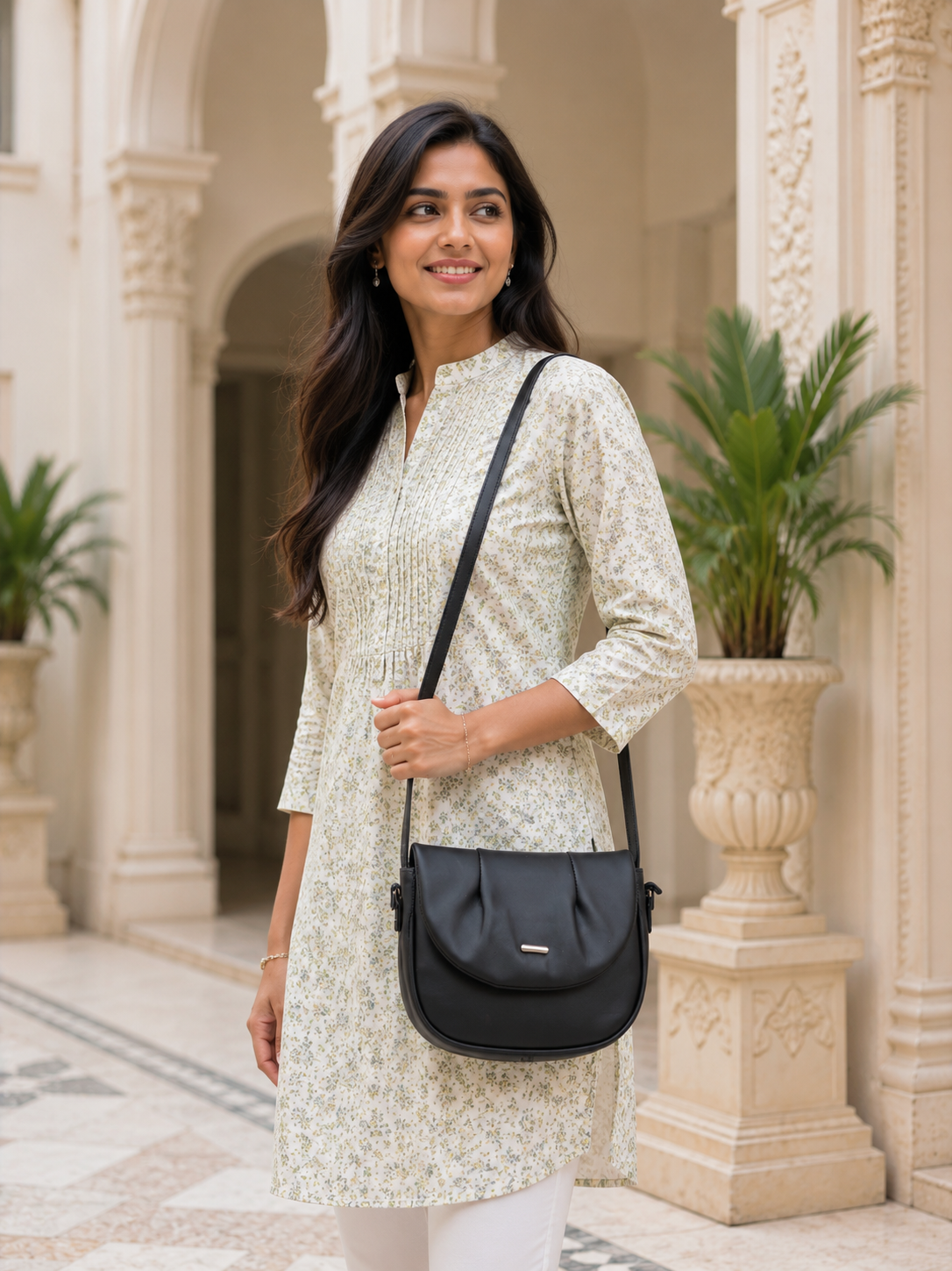 Elegant Flap Closure Crossbody Shoulder Bag with Multiple Compartments