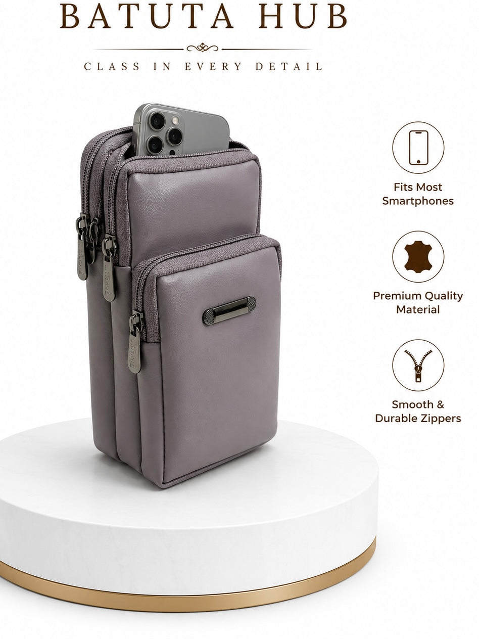 BATUTA HUB Women’s Mobile Sling Bag | Multi Pocket Crossbody Bag | 3 Zip Compartments | Adjustable Shoulder Strap Compact Travel Organizer Purse for Daily Use