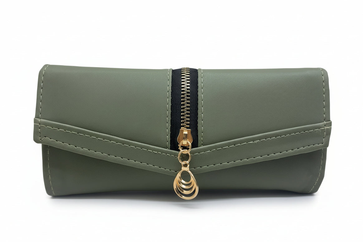 Elegant Women’s Multi-Compartment Long Wallet with Zipper Pocket & Magnetic Closure