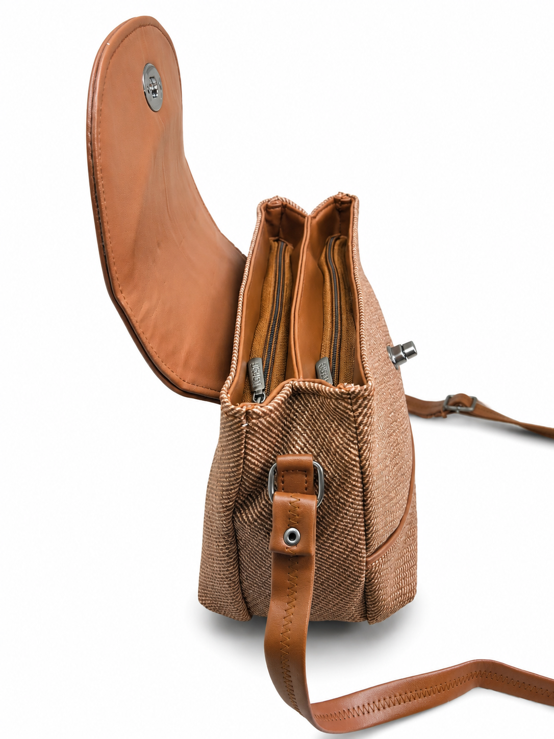 Women’s Stylish Textured Sling Bag | Crossbody Shoulder Bag with Magnetic Flap Closure | Multi-Compartment Everyday Handbag