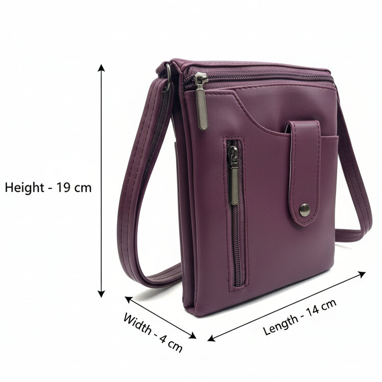 BATUTA HUB Women Crossbody Sling Bag | Premium PU Leather Small Side Bag for Girls & Ladies | Adjustable Strap | Multiple Zipper Pockets | Lightweight Daily Use Purse
