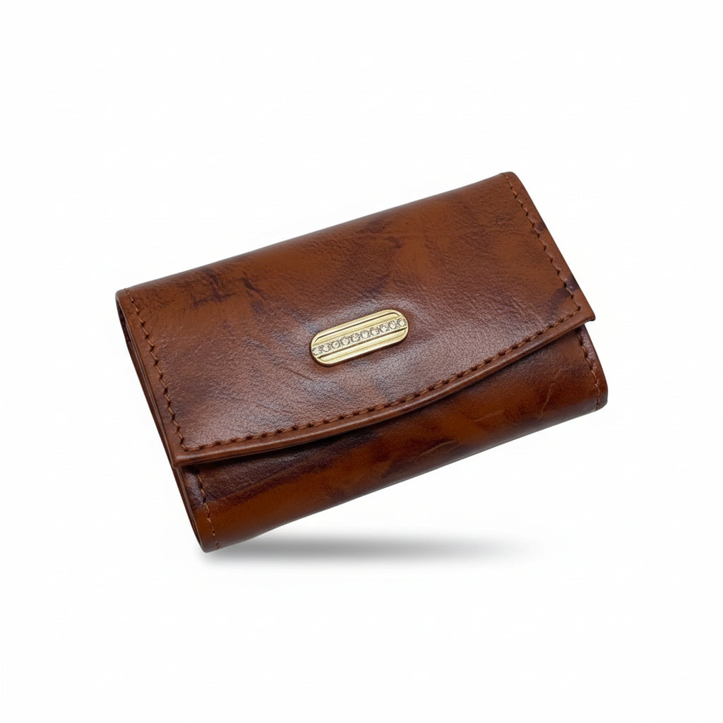 BATUTA HUB Premium Genuine Leather Coin Purse, Brown Compact Card Holder Wallet  Small Handcrafted Money Pouch for Women (Tan)