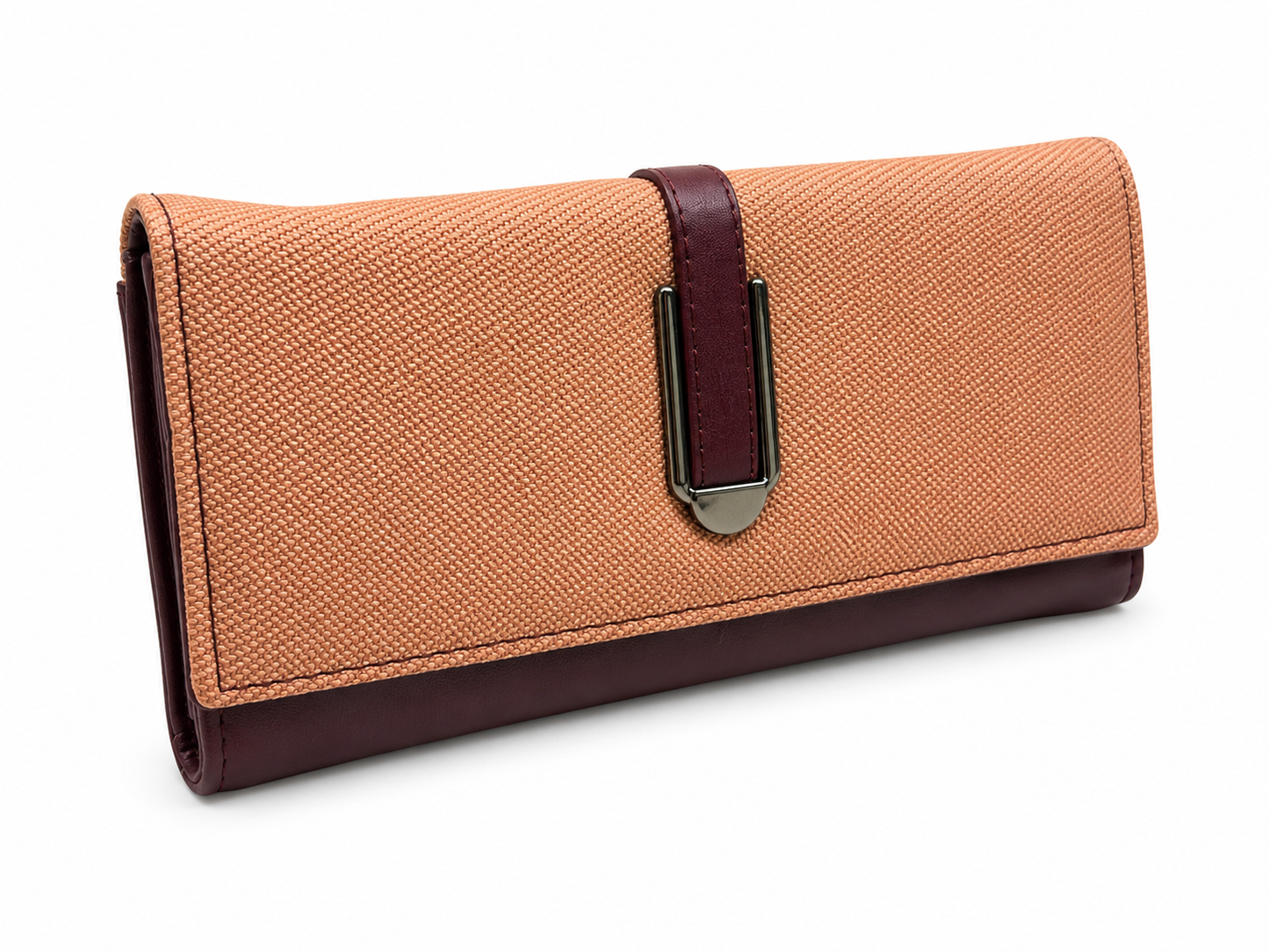 BATUTA HUB Women’s Premium Textured Leatherette Clutch Wallet | Long Ladies Purse with Multiple Card Slots, Zip Pocket & Magnetic Closure | Stylish Wallet for Women