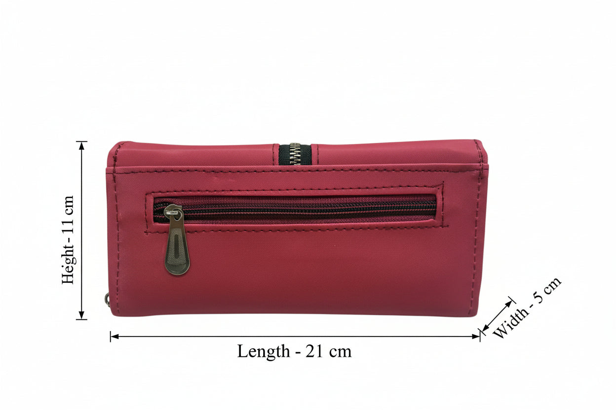Elegant Women’s Multi-Compartment Long Wallet with Zipper Pocket & Magnetic Closure