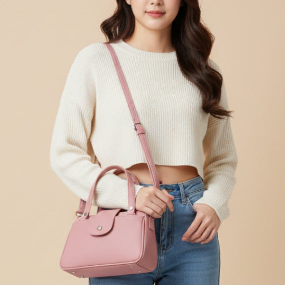 Women Mini Handbag with Sling Strap | Small Stylish Hand Carry Bag | Multi Compartment