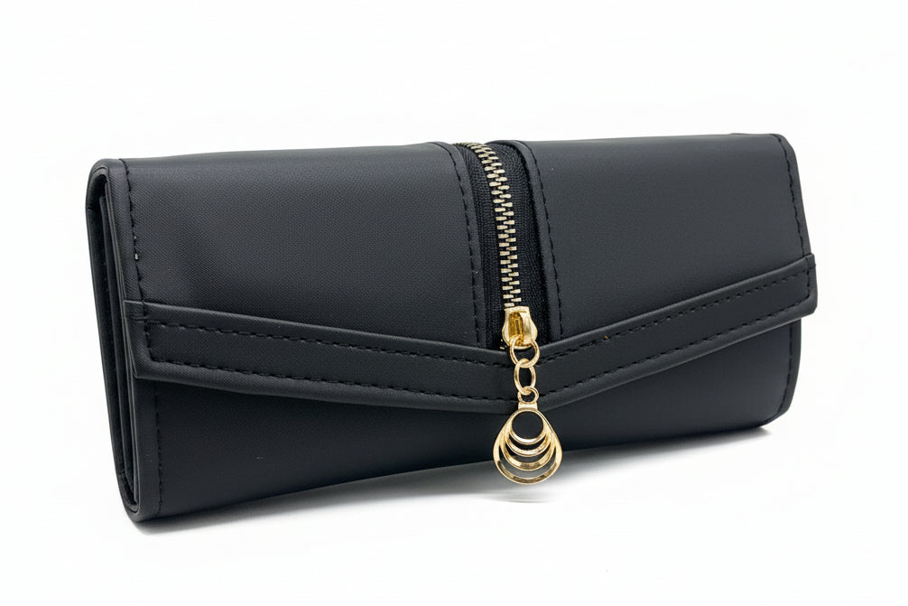 Elegant Women’s Multi-Compartment Long Wallet with Zipper Pocket & Magnetic Closure