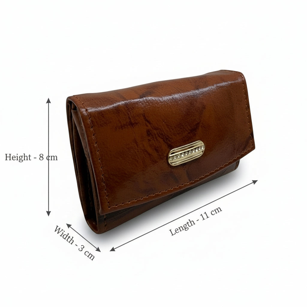 BATUTA HUB Premium Genuine Leather Coin Purse, Brown Compact Card Holder Wallet  Small Handcrafted Money Pouch for Women (Tan)