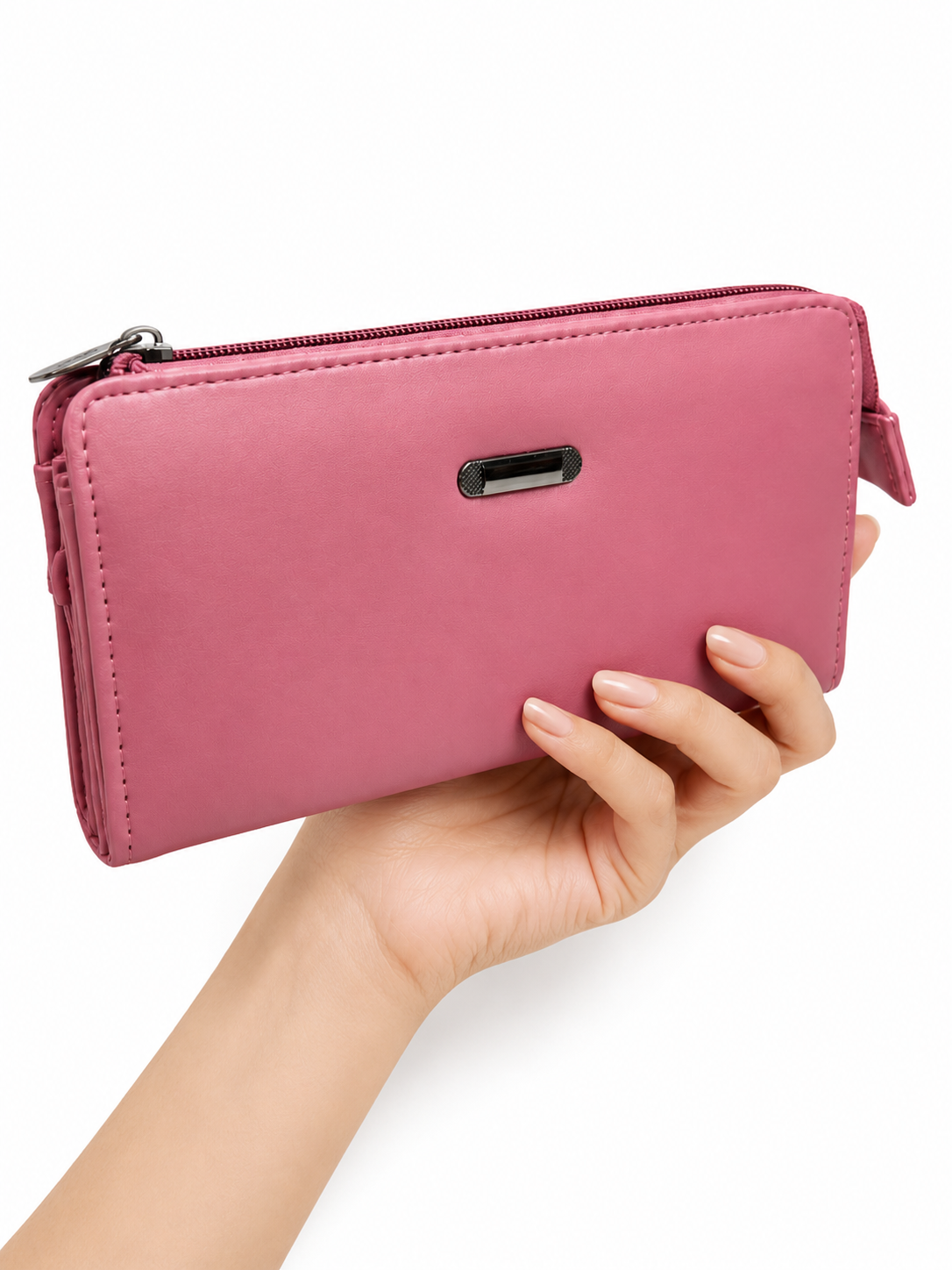 BATUTA Women’s Zip Around Clutch Wallet | PU Leather Ladies Wallet | Multi Compartment Purse with Card Slots, Cash Sections, Coin Pocket & Wrist Strap