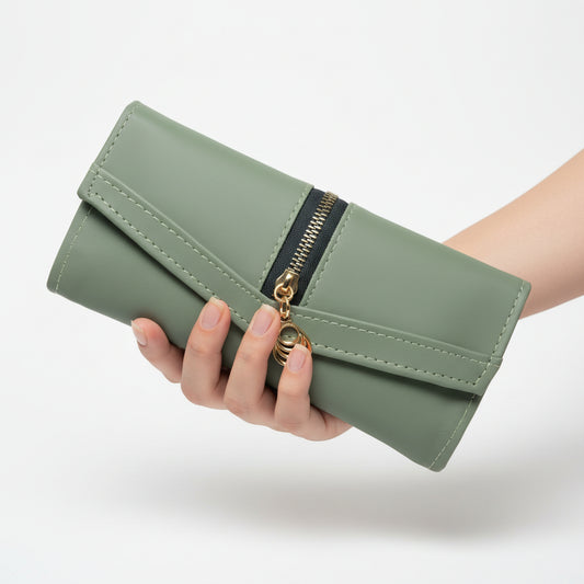Elegant Women’s Multi-Compartment Long Wallet with Zipper Pocket & Magnetic Closure