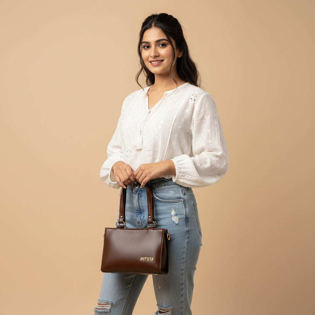 BATUTA Luxury Leather Large Capacity Bag for Women – Stylish PU Leather Satchel Handbag with Multiple Pockets Perfect Travel Bag for Women and Girls