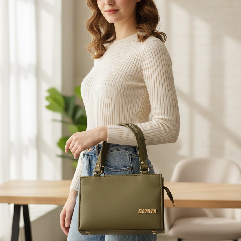 BATUTA HUB Luxury Leather Large Capacity Bag for Women – Stylish PU Leather Satchel Handbag with Multiple Pockets Perfect Travel Bag for Women and Girls