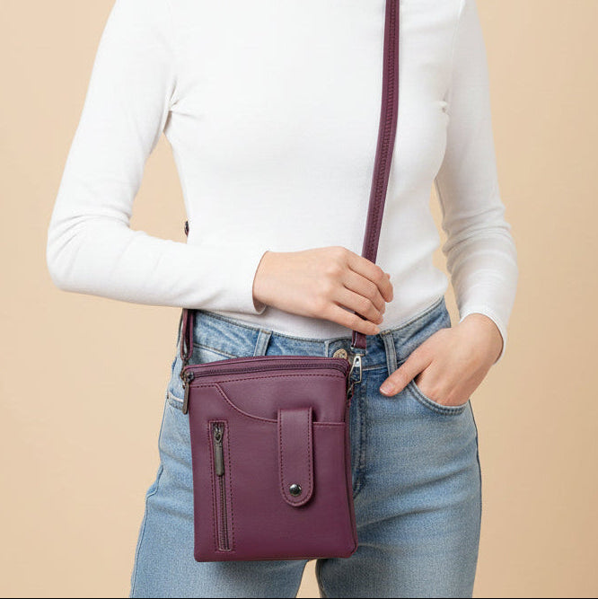 BATUTA HUB Women Crossbody Sling Bag | Premium PU Leather Small Side Bag for Girls & Ladies | Adjustable Strap | Multiple Zipper Pockets | Lightweight Daily Use Purse