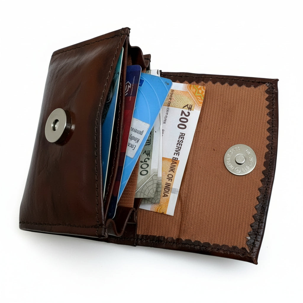 BATUTA HUB Premium Genuine Leather Coin Purse, Brown Compact Card Holder Wallet  Small Handcrafted Money Pouch for Women (Tan)