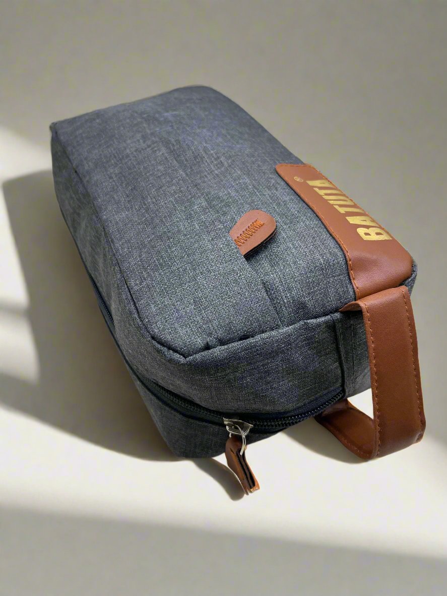 Men's Toiletry Bag Leather and Canvas Travel Toiletry Bag Dopp Kit for Men Shaving Bag for Travel Accessories