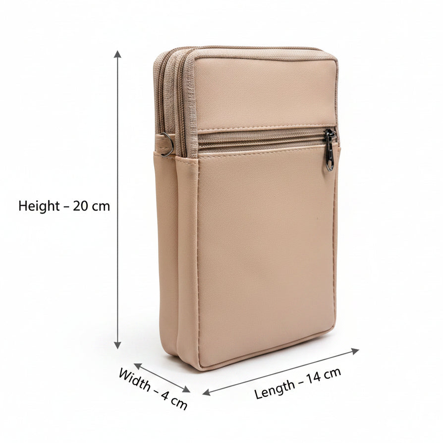 BATUTA HUB Women Crossbody Sling Bag | Premium PU Leather Small Size Bag for Girls & Ladies | Adjustable Strap | Multiple Zipper Pockets | Lightweight Daily Use Purse