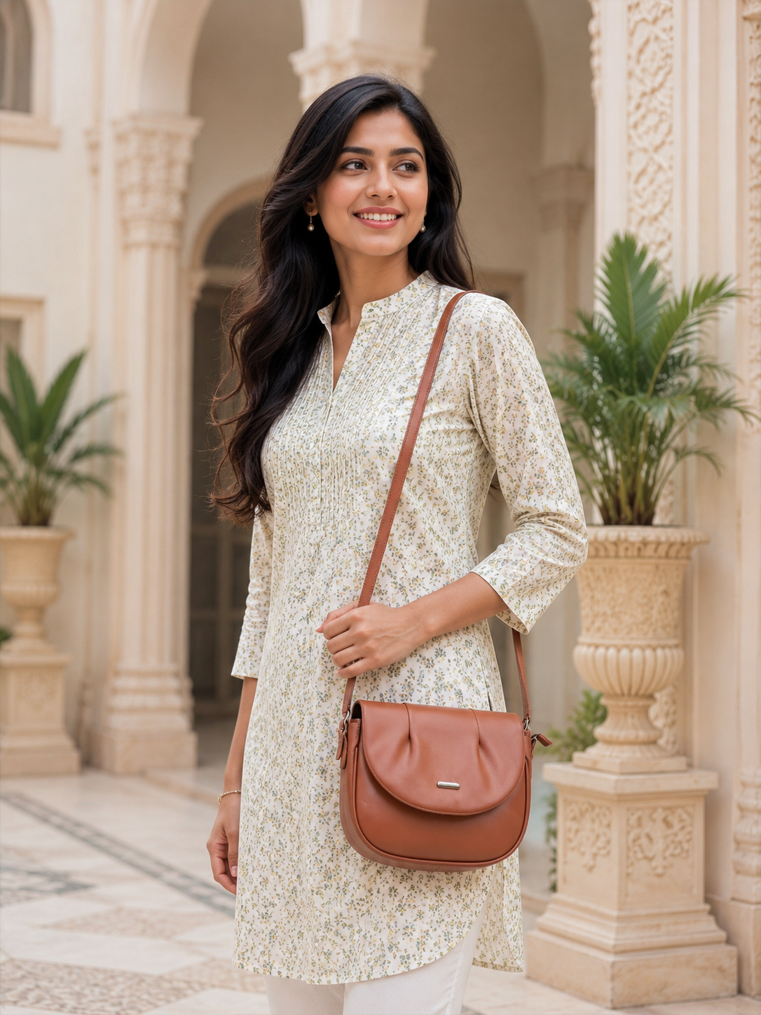 Elegant Flap Closure Crossbody Shoulder Bag with Multiple Compartments