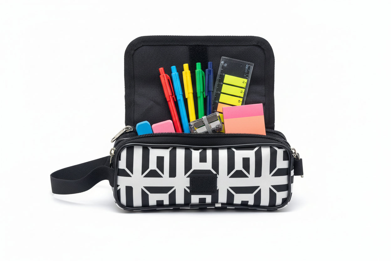 BATUTA Large Size Pencil Case Holder Pouch Pen Bag Marker Stationary Pouch Case 3 Zipper Stationery Case Pen Holde Pencil Pouch