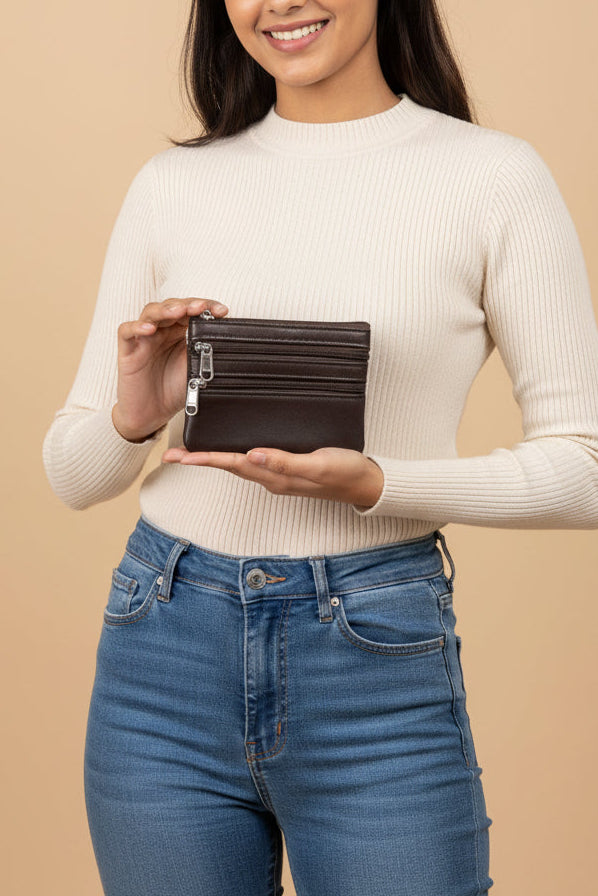 Coin Purse Genuine Leather Organiser Card Holder Pouch Case Wallets Blouse Purse for Women and Girls Pack of one