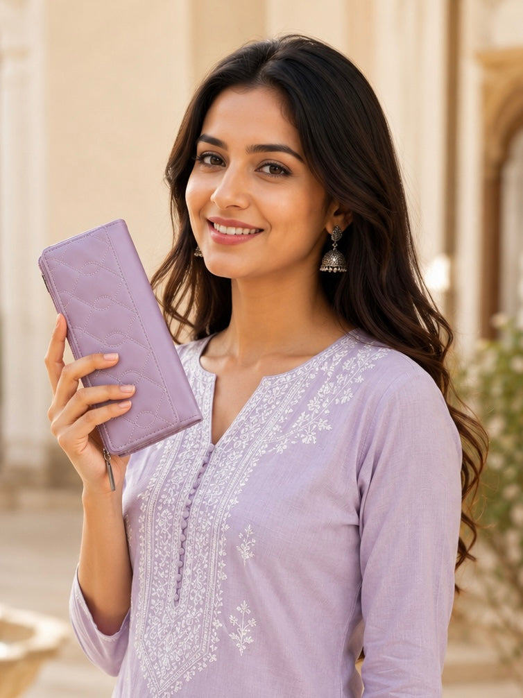 BATUTA Women’s Long Wallet | PU Leather Clutch Wallet for Women | 2 Zip | Multiple Card Slots | Cash & Mobile Holder