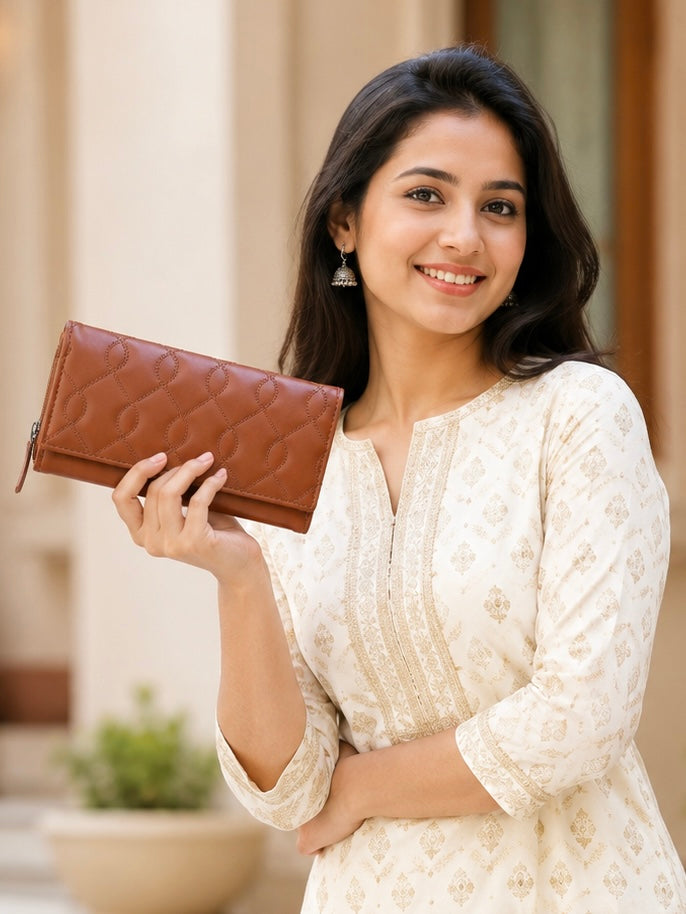 BATUTA Women’s Long Wallet | PU Leather Clutch Wallet for Women | 2 Zip | Multiple Card Slots | Cash & Mobile Holder
