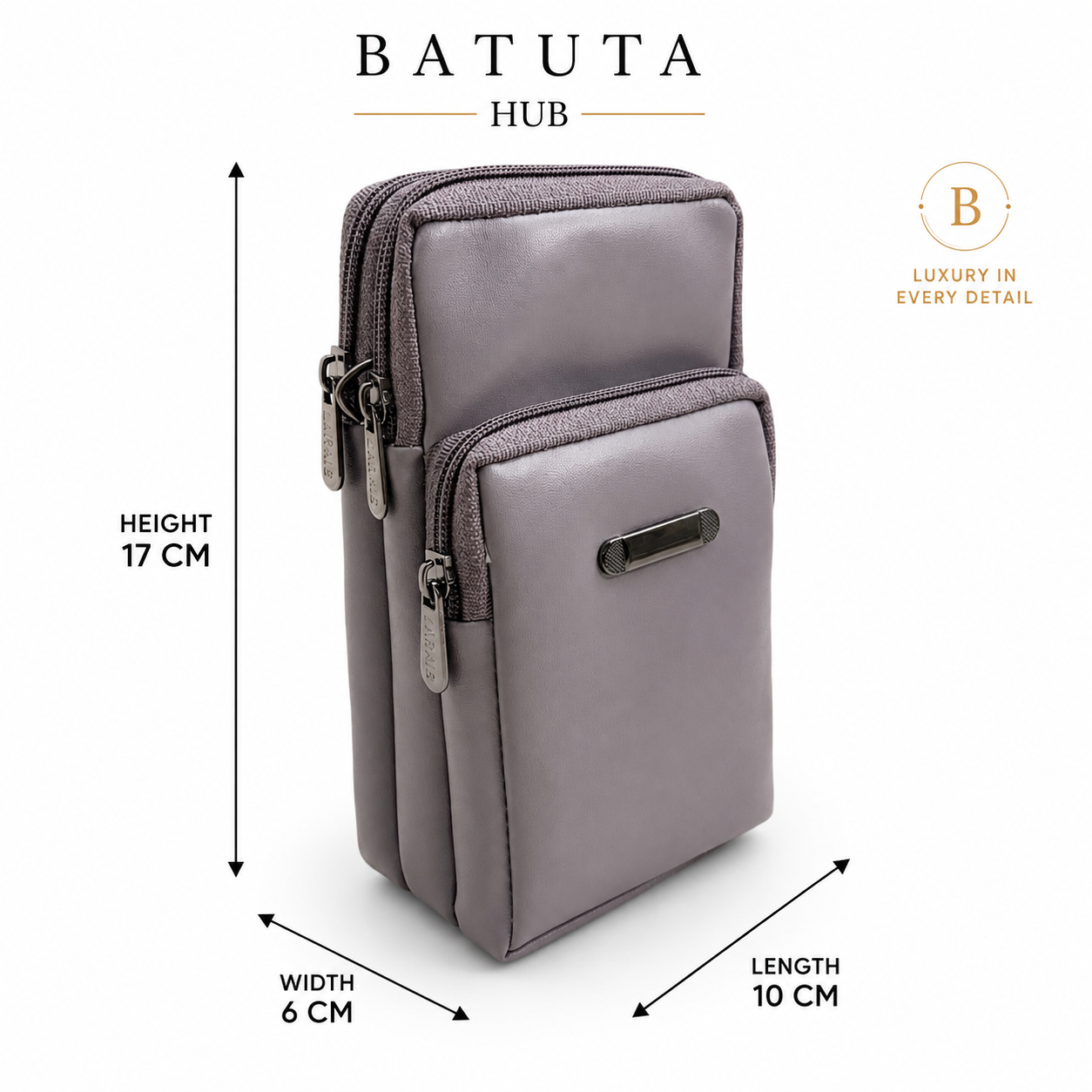BATUTA HUB Women’s Mobile Sling Bag | Multi Pocket Crossbody Bag | 3 Zip Compartments | Adjustable Shoulder Strap Compact Travel Organizer Purse for Daily Use