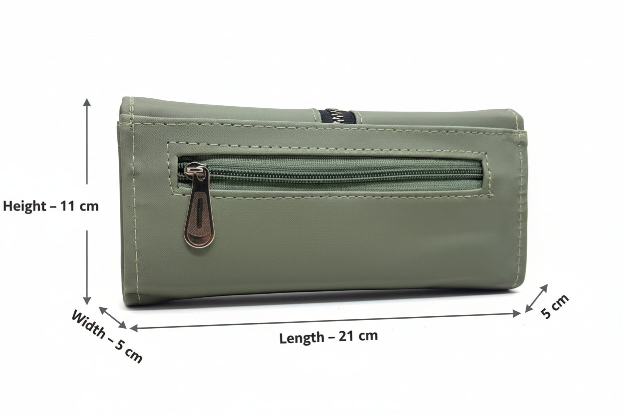 Elegant Women’s Multi-Compartment Long Wallet with Zipper Pocket & Magnetic Closure