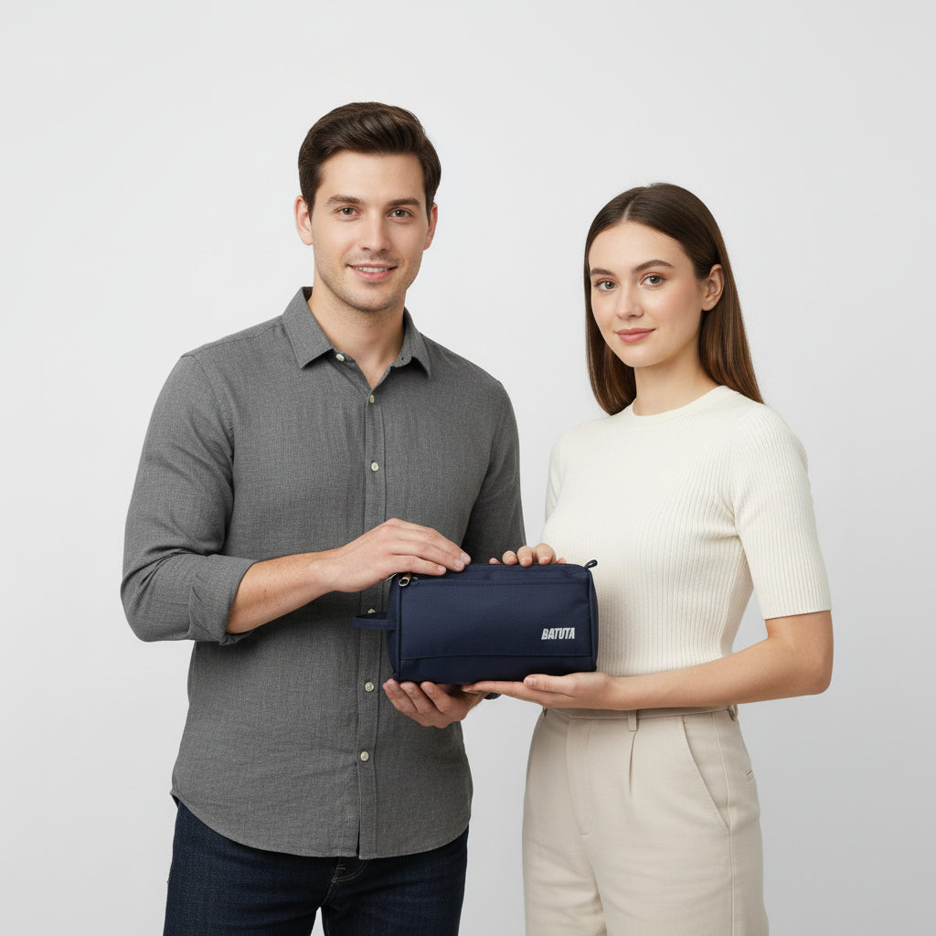 BATUTA Toiletry Bag for Men & Women, Travel Pouch for Toiletries Shaving Kit & Cosmetics, Water Resistance Pouch for Travel Accessories, Organizer Travel Pouch for Make Up,