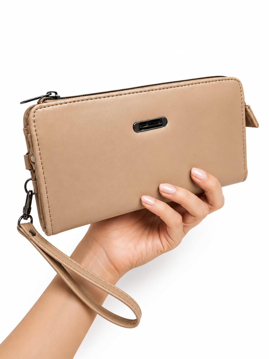 BATUTA Women’s Zip Around Clutch Wallet | PU Leather Ladies Wallet | Multi Compartment Purse with Card Slots, Cash Sections, Coin Pocket & Wrist Strap