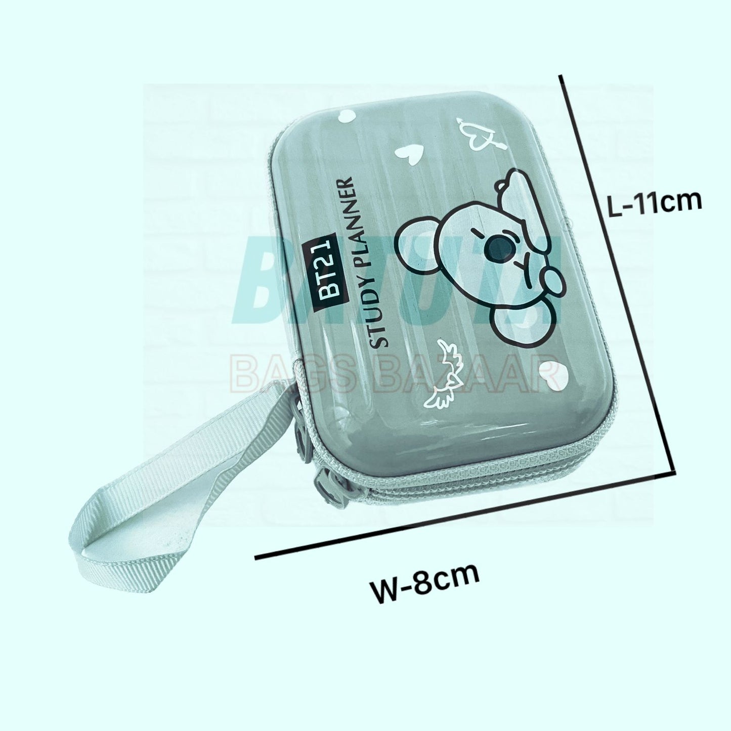 Kids Designer Cute Premium Stylish Multipurpose BTS BT21 Cartoon Pencil Box coin Case Large Capacity Hardtop EVA Pouch Organizer for Girls and Boys