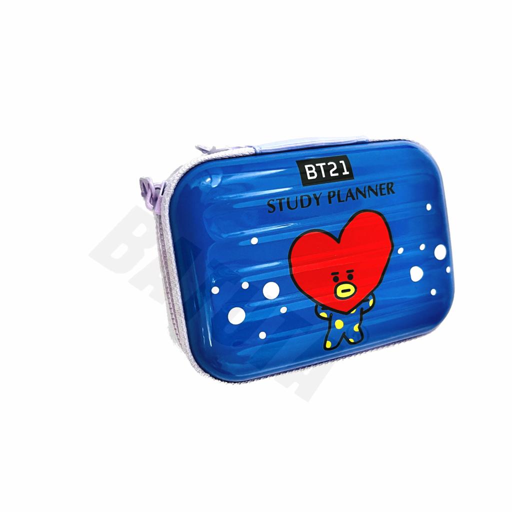 Kids Designer Cute Premium Stylish Multipurpose BTS BT21 Cartoon Pencil Box coin Case Large Capacity Hardtop EVA Pouch Organizer for Girls and Boys