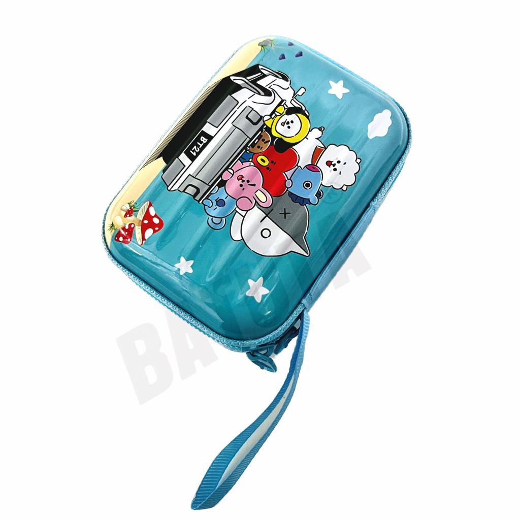 Kids Designer Cute Premium Stylish Multipurpose BTS BT21 Cartoon Pencil Box coin Case Large Capacity Hardtop EVA Pouch Organizer for Girls and Boys