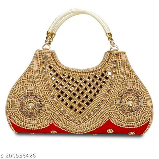 Women's Red Embroidery Clutch For Wedding & Engagement