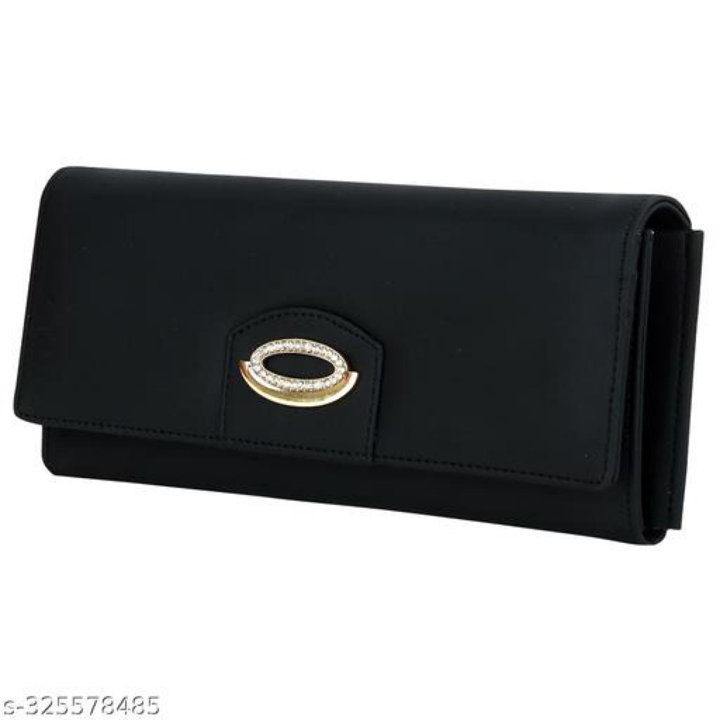 Fancy Hand Clutch For Women With 6 Card Slots & Phone Pockets Black