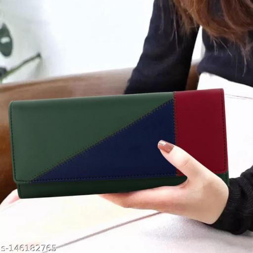 Regular Size Fancy Clutches For Women's Multicolor Faux Leather 6 Card Slots & Phone Pocket