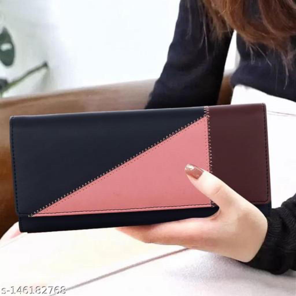 Regular Size Fancy Clutches For Women's Multicolor Faux Leather 6 Card Slots & Phone Pocket