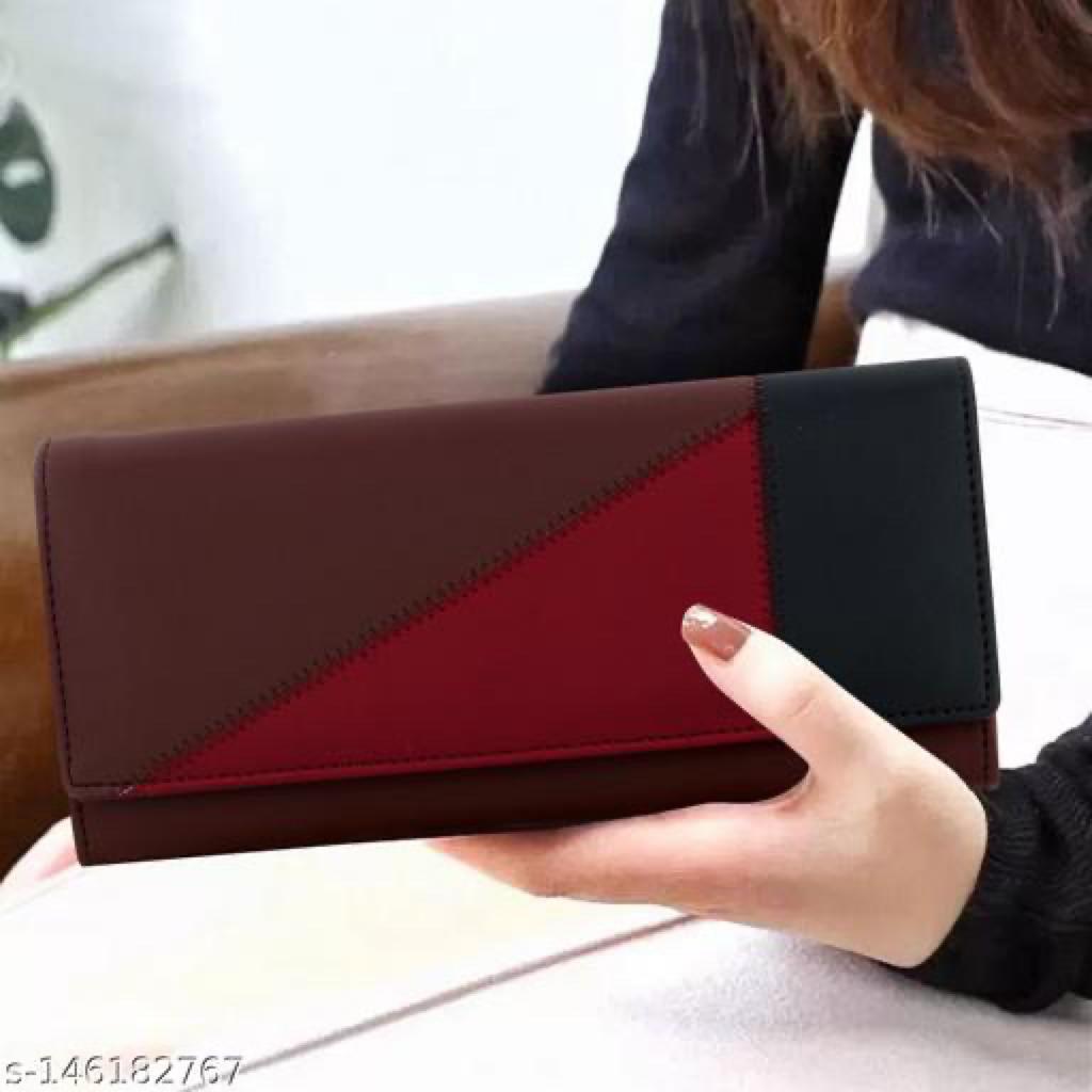 Regular Size Fancy Clutches For Women's Multicolor Faux Leather 6 Card Slots & Phone Pocket