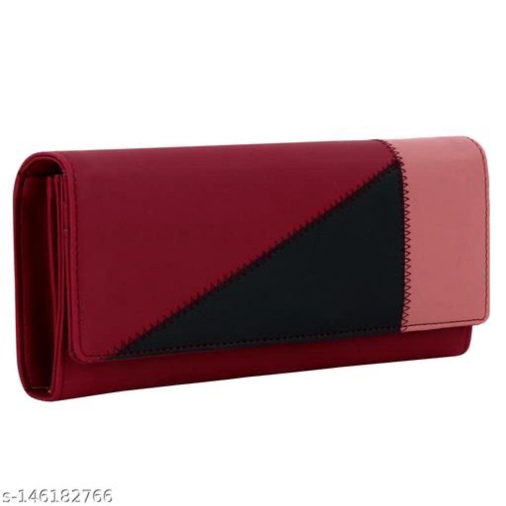 Regular Size Fancy Clutches For Women's Multicolor Faux Leather 6 Card Slots & Phone Pocket