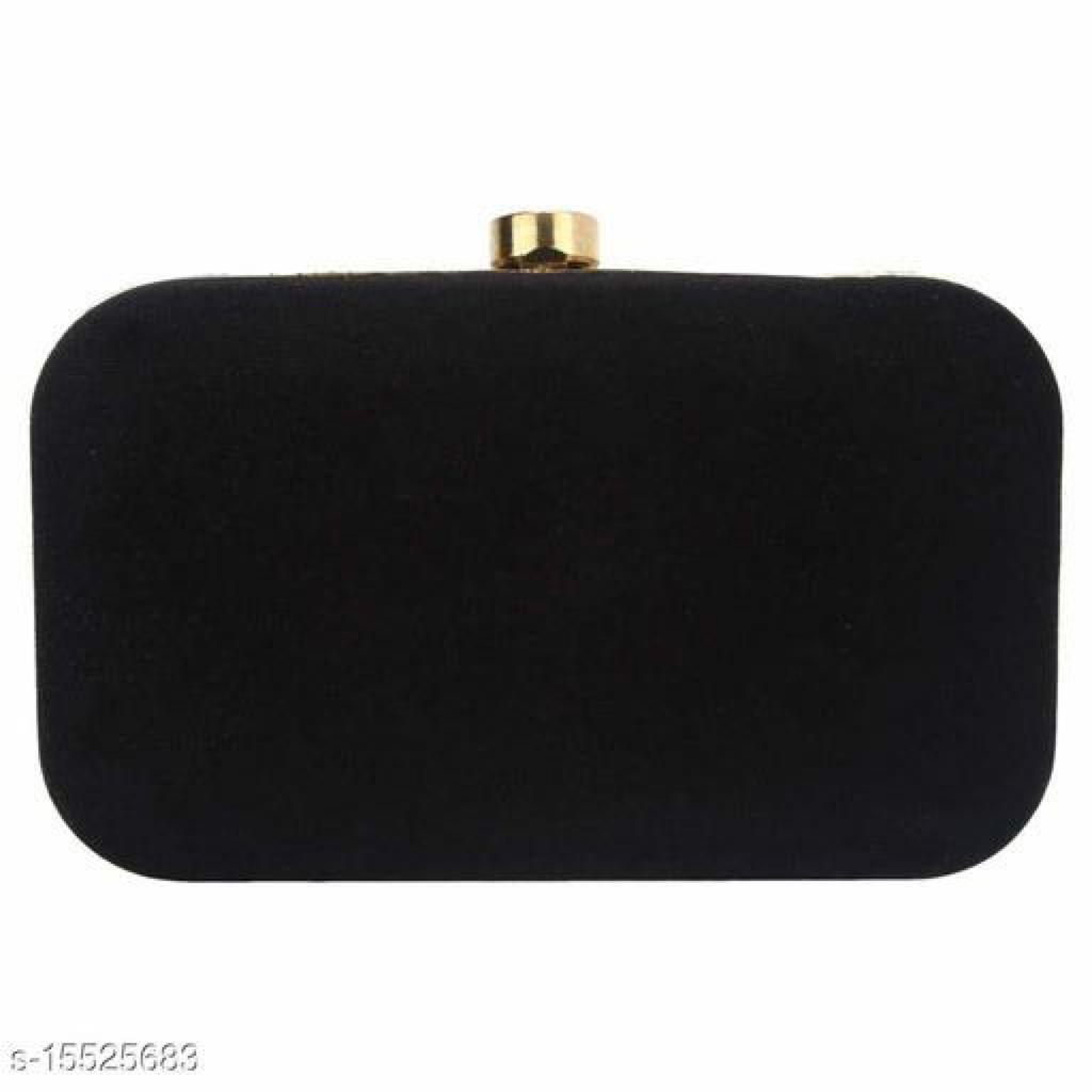 Beautiful Women's Black Velvet Clutch