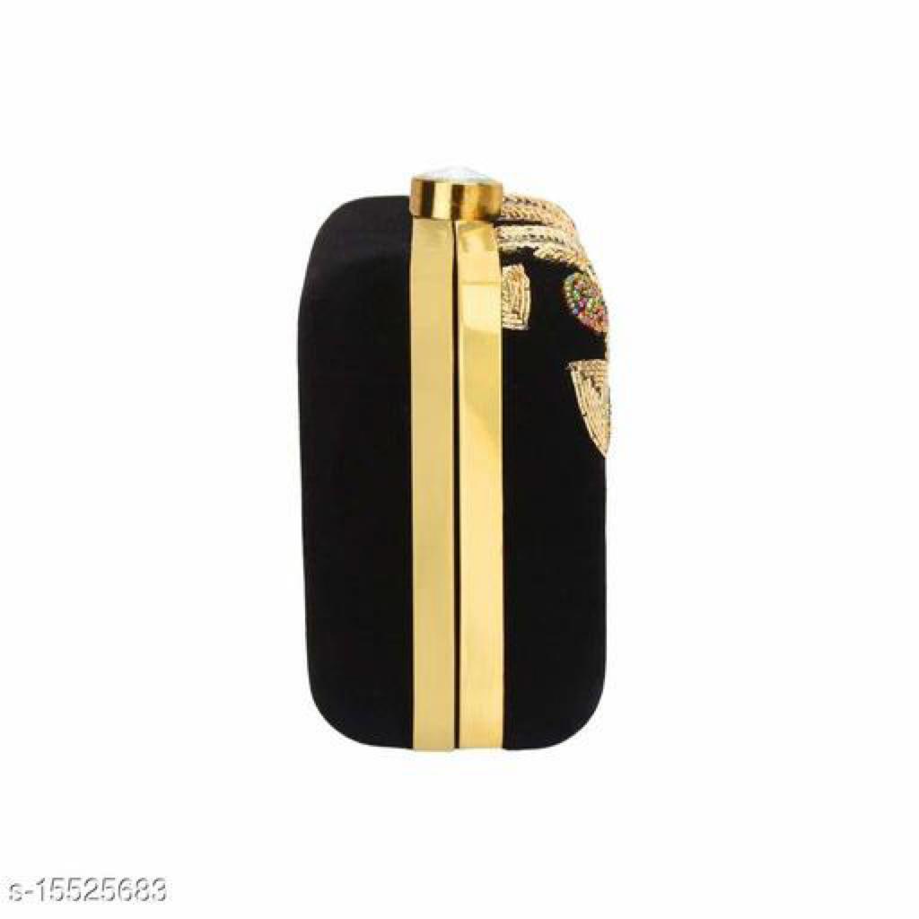 Beautiful Women's Black Velvet Clutch