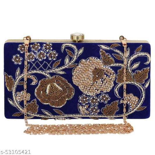 Fancy Trendy Women Black Handcrafted Embroidered Clutch with hread Work