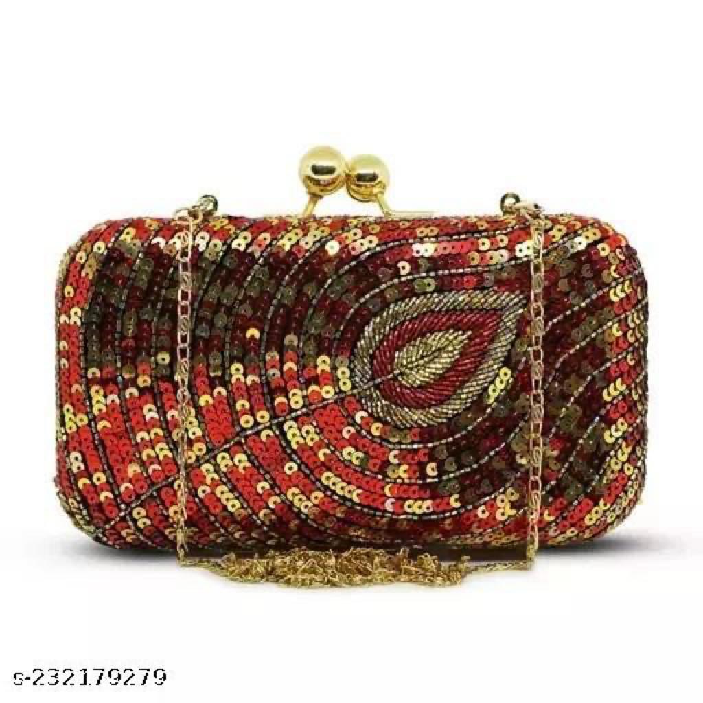 Fashionable Handcrafted Embroidered Modern Women Gold Clutches