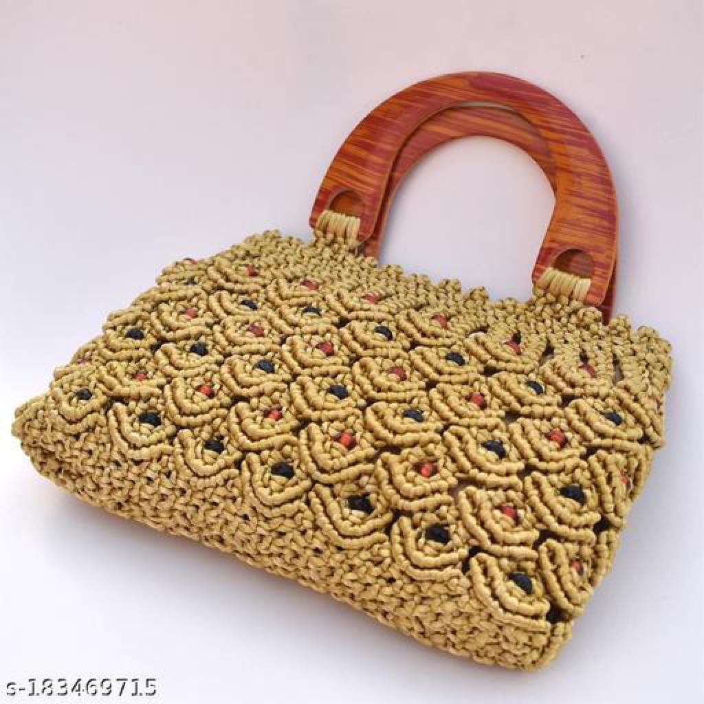 Name: Glossy Goldenrod khaki Handmade Macrame Women Handbag