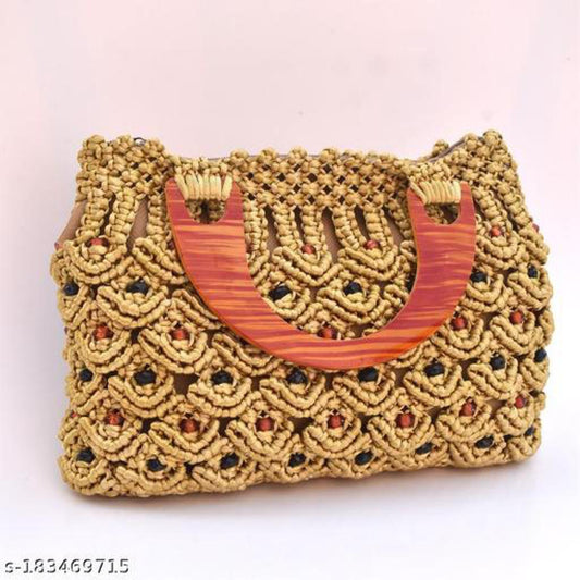 Name: Glossy Goldenrod khaki Handmade Macrame Women Handbag