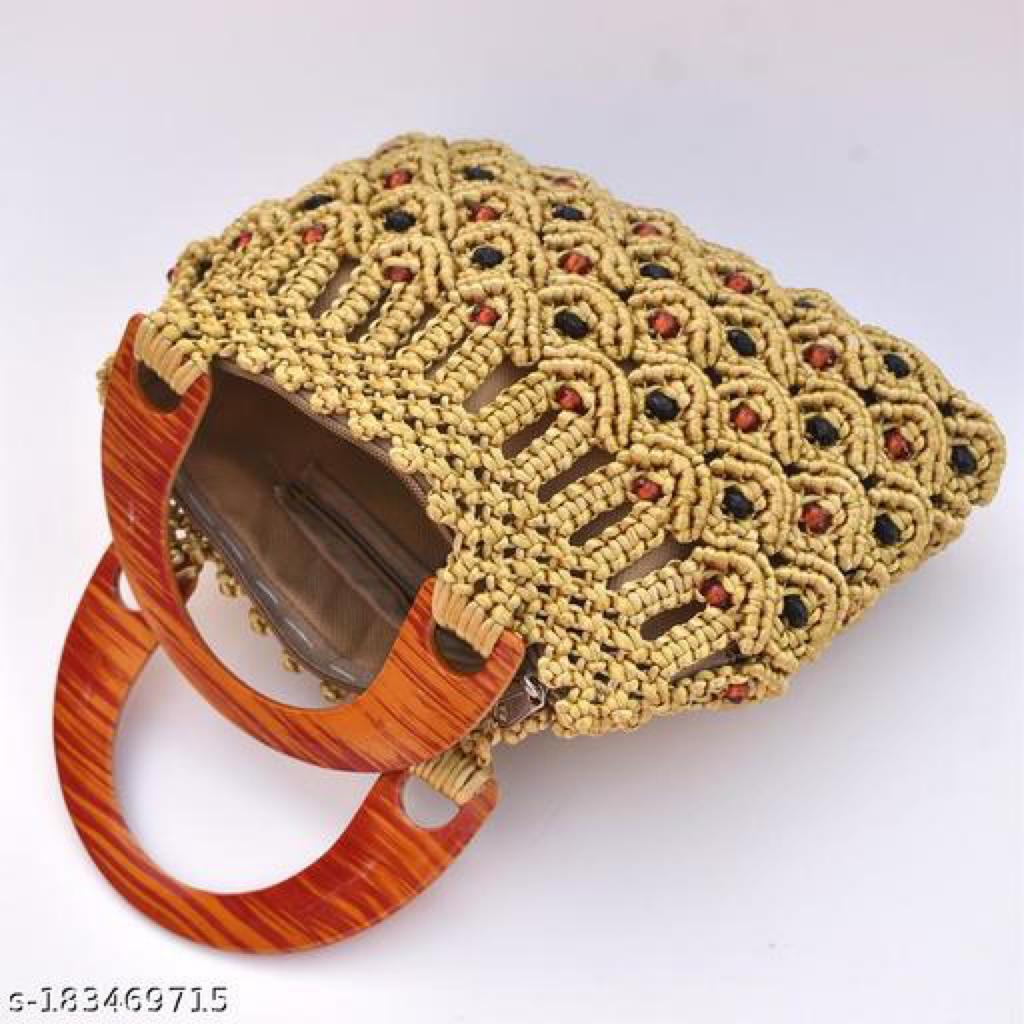 Name: Glossy Goldenrod khaki Handmade Macrame Women Handbag