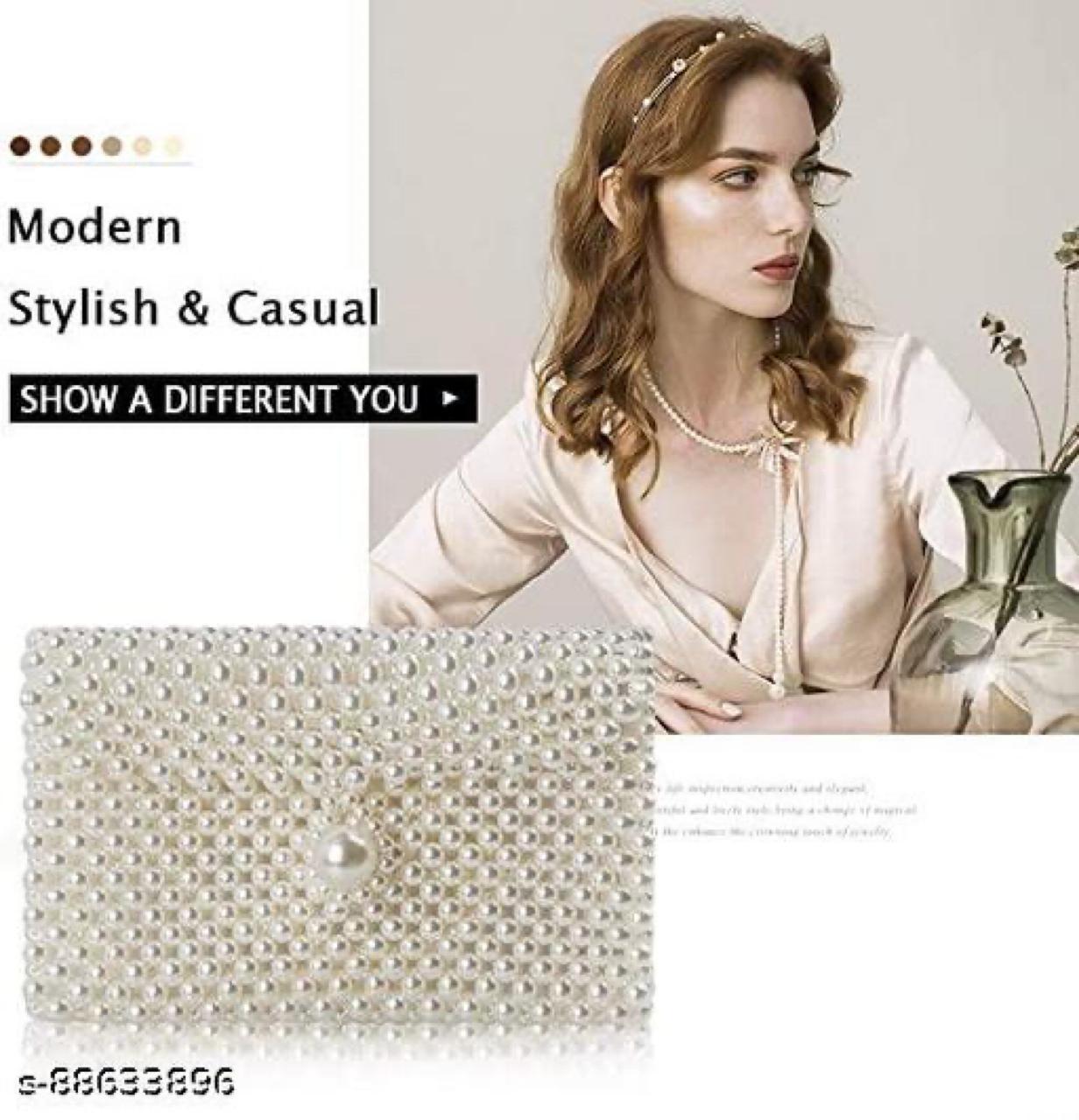 Luxury White Pearl Purses Shoulder Bag for Women Pearl Bag Crossbody Beaded Clutch