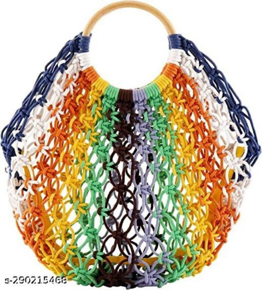 Womens Hand-woven Straw Shoulder Bag Summer Beach Handles Tote Handbag
