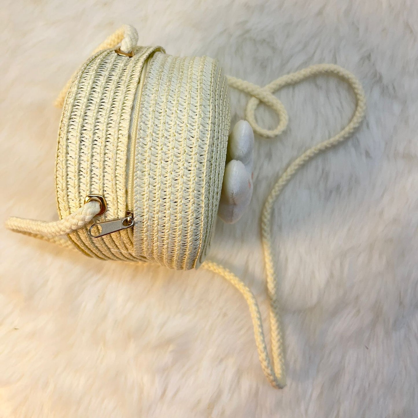 Round Shape Handwoven Crossbody bag Purse Knitted Straw Small Bucket Bag for girls