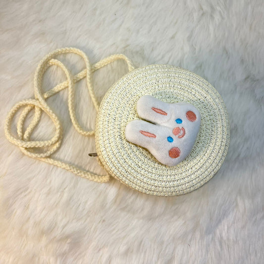 Round Shape Handwoven Crossbody bag Purse Knitted Straw Small Bucket Bag for girls