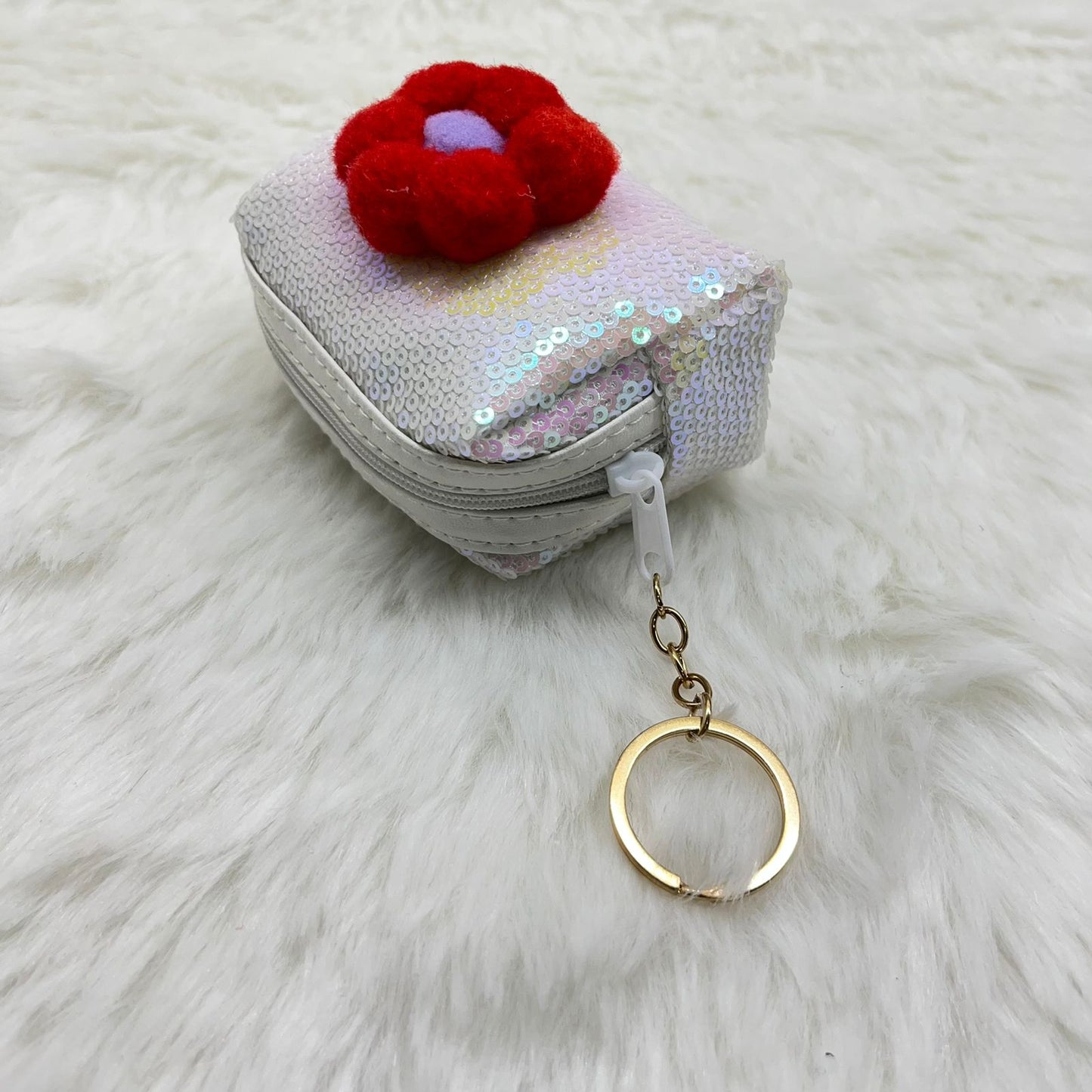 BATUTA - Girls Embroidery Zipper Mini Reversible Sequin Purse Keychain Pouch Bag (Multicolour, 10
